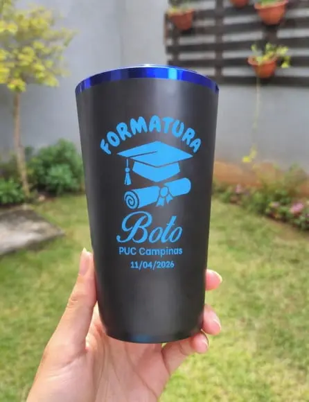 Copos Twister Preto Fosco com Borda Metalizada
