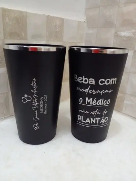 Copos Twister Preto Fosco com Borda Metalizada - Formatura