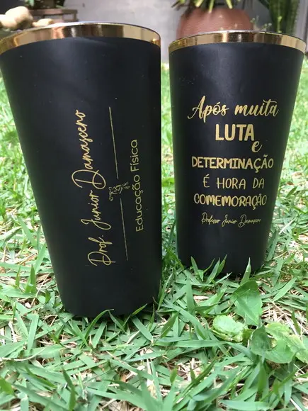 Copos Twister Preto Fosco com Borda Metalizada - Formatura
