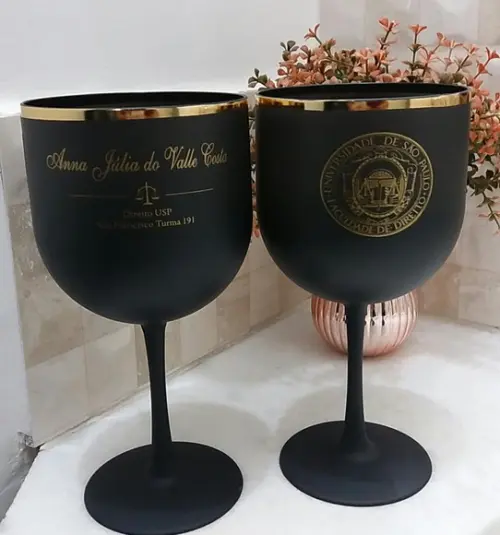 Gin Preto Fosco 450 ml com Borda Metalizada Personalizada