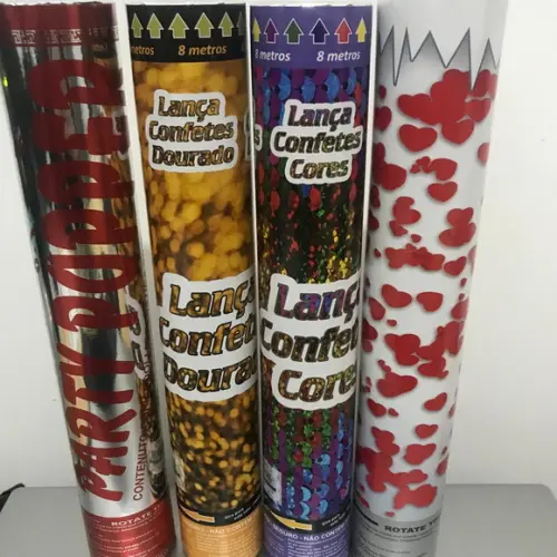 Lança Confetes Metalizado 30 cm Lacre de Segurança