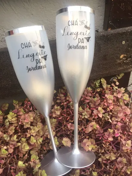 Taça de Champanhe Personalizada Degrade com Borda Metalizada