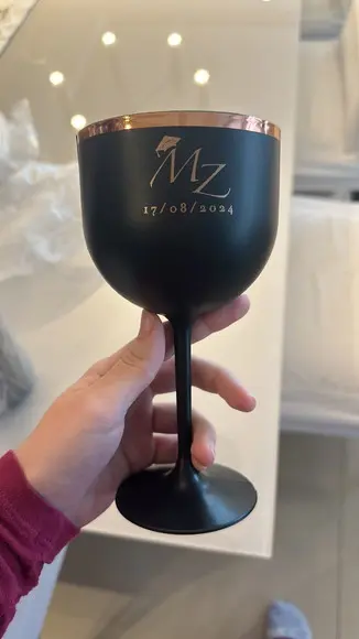 Taça Gin Preto Fosco com Borda Personalizada Formatura