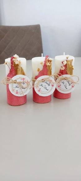 Vela Base Concreto Lembrancinha com Folha de Ouro