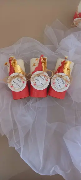 Vela Base Concreto Lembrancinha com Folha de Ouro