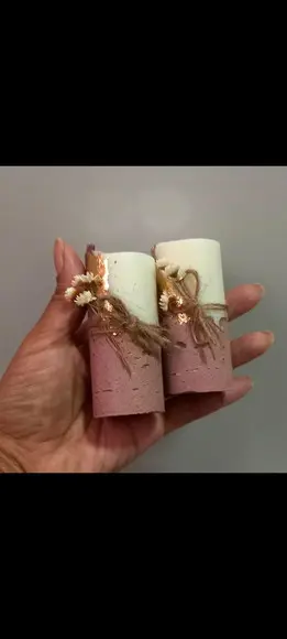 Vela Base Concreto Lembrancinha com Folha de Ouro