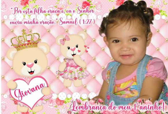 20 Foto Imã 10x15 - Ursinha Princesa Rosa - Foto Lembrança