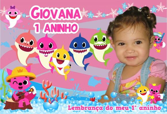 30 Foto Imã Personalizado - Baby Shark Rosa - Lembrancinha