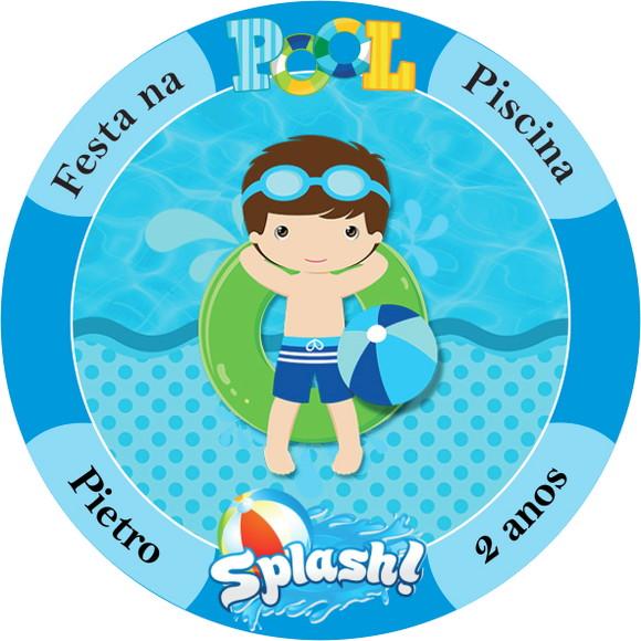 Adesivo Etiqueta Latinhas Pool Party Meninos - 100 unidades
