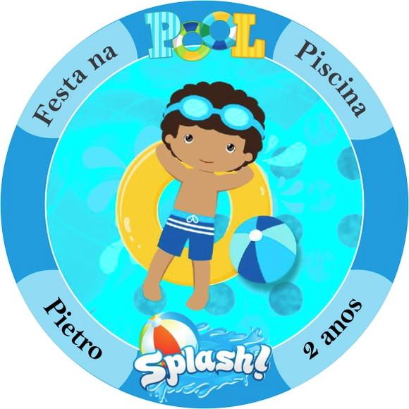 Adesivo Etiqueta Latinhas Pool Party Meninos - 100 unidades