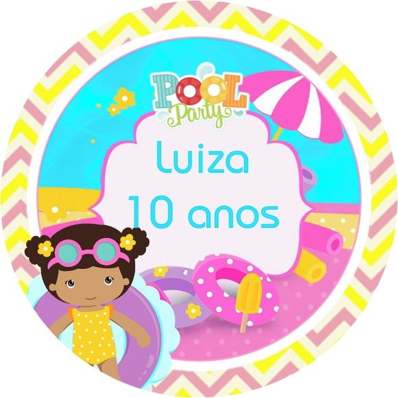Adesivo Etiqueta Latinhas Pool Party Meninas - 100 unidades