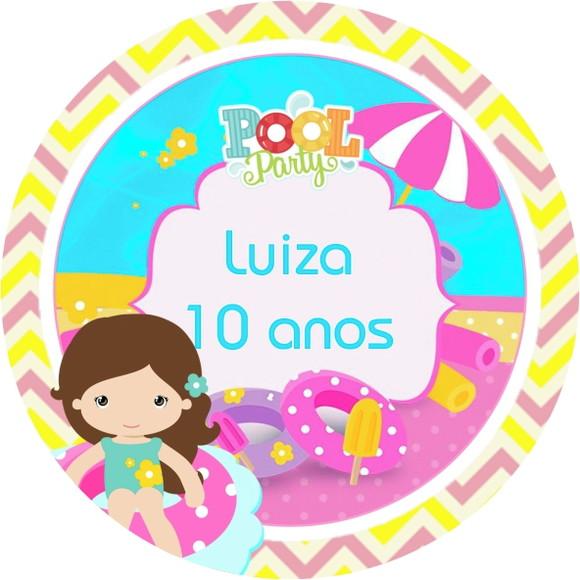 Adesivo Etiqueta Latinhas Pool Party Meninas - 100 unidades
