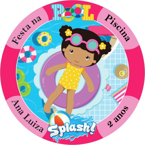 Adesivo Etiquetas Pool Party Meninas - 100 unidades