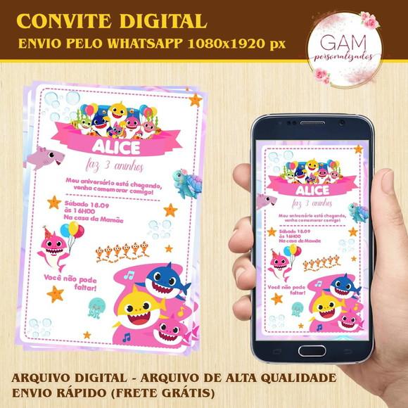 Convite Arte Digital Peronsalizado Baby Shark