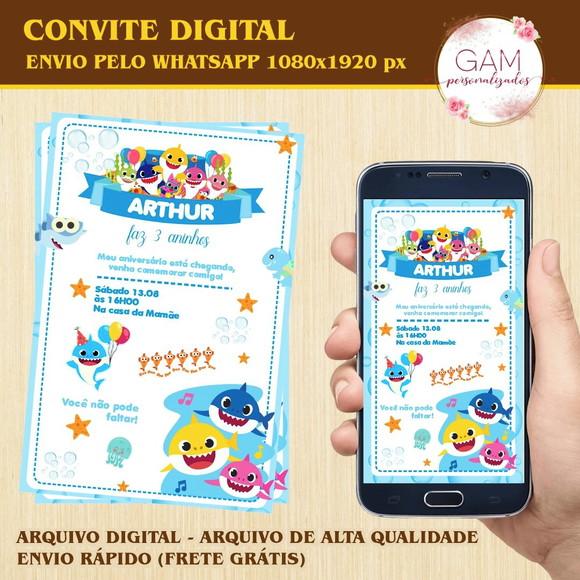 Convite Arte Digital Peronsalizado Baby Shark