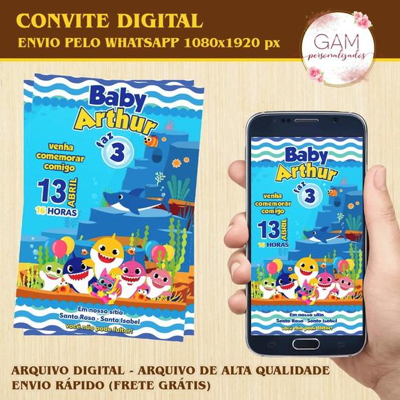 Convite Arte Digital Peronsalizado Baby Shark