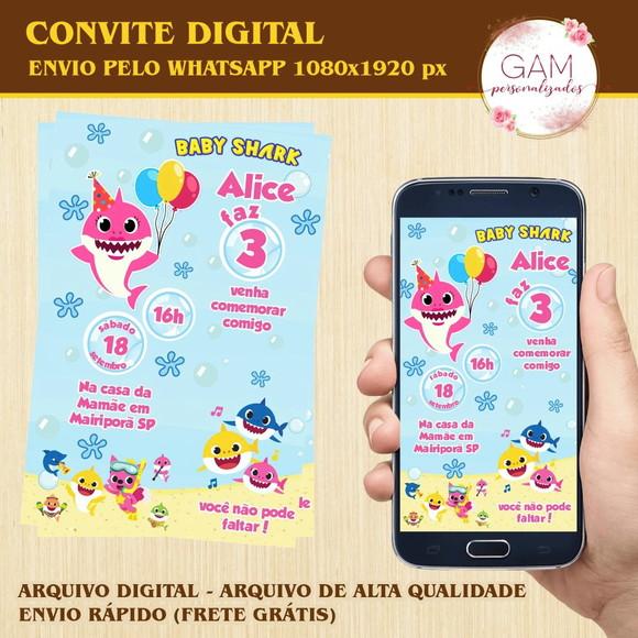 Convite Arte Digital Peronsalizado Baby Shark
