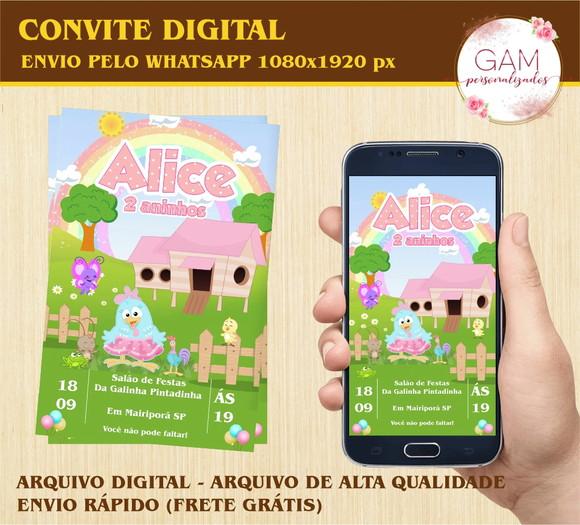 Convite Arte Digital Peronsalizado Galinha Candy
