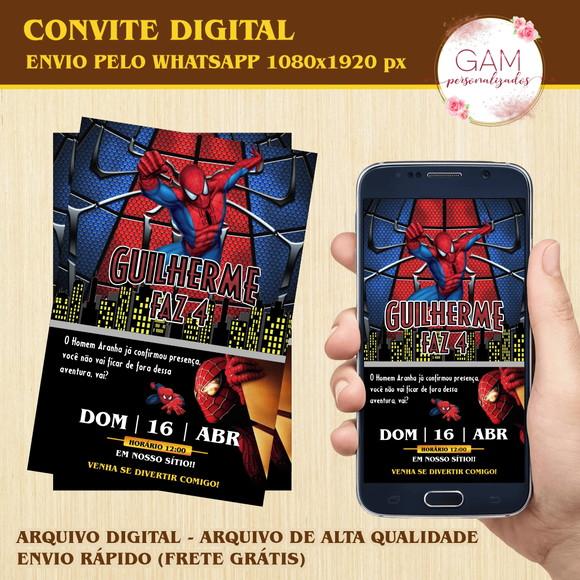 Convite Arte Digital Peronsalizado Homem Aranha