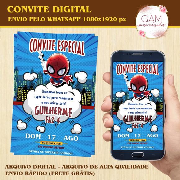 Convite Arte Digital Peronsalizado Homem Aranha