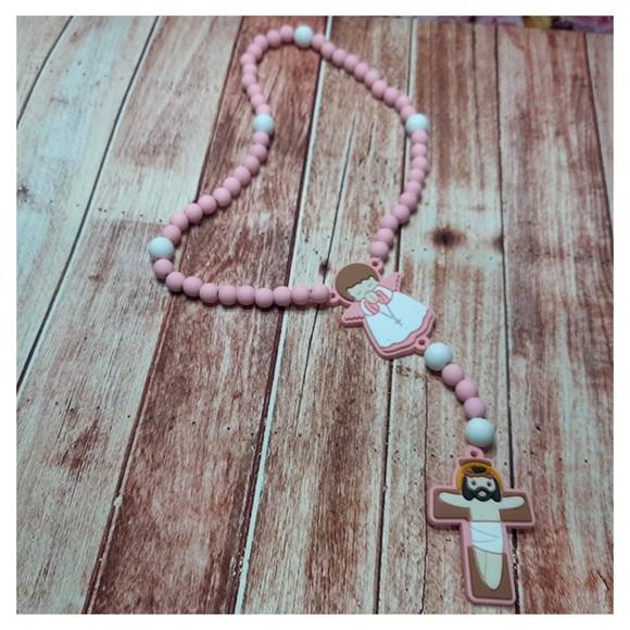 Kit Terço Infantil Para Montagem Rosa