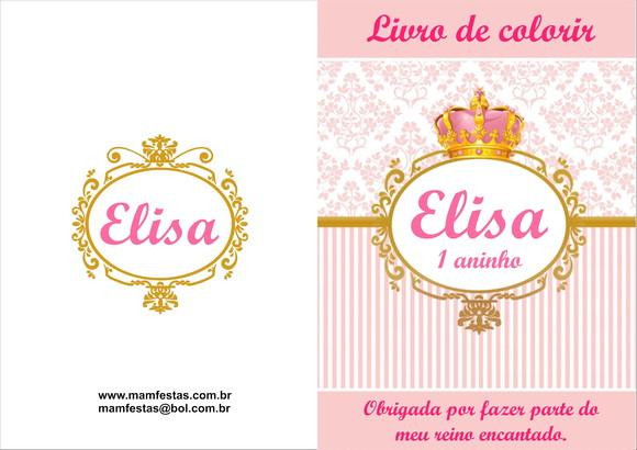 Livrinho Revista Para Colorir + Giz De Cera Coroa Rosa