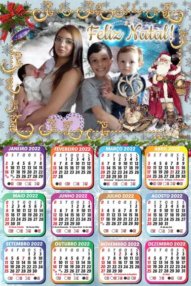 15 Foto Imã Calendário 10x15 Natal 2022