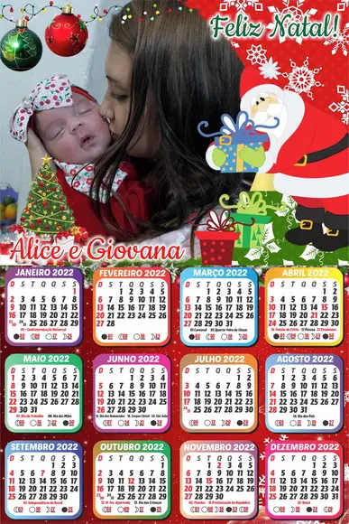 15 Foto Imã Calendário 10x15 Natal 2022