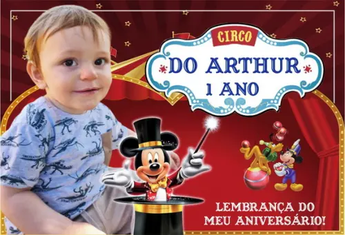 20 Foto Imã 10x15 - Mickey Circo Foto Lembrança - Lembranças
