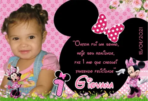 20 Foto Imã 10x15 - Minnie Rosa - Foto Lembrança
