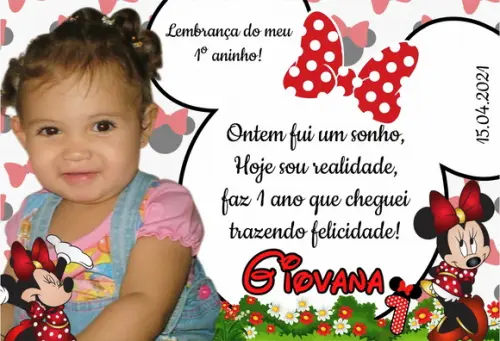 20 Foto Imã 10x15 - Minnie Vermelha - Foto Lembrança
