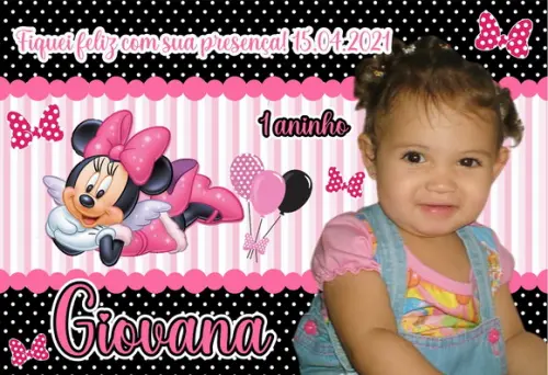 20 Foto Imã 10x15 - Minnie Rosa - Foto Lembrança