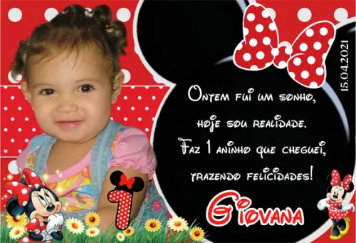 20 Foto Imã 10x15 - Minnie Vermelha - Foto Lembrança