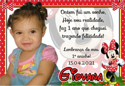 20 Foto Imã 10x15 - Minnie Vermelha - Foto Lembrança