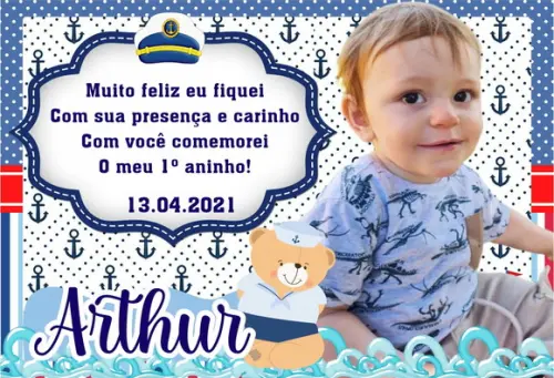 20 Foto Imã 10x15 - Urso Marinheiro - Foto Lembrança