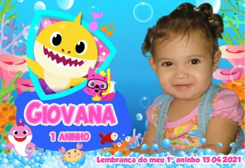 20 Foto Imã Personalizado - Baby Shark Rosa - Lembrancinha