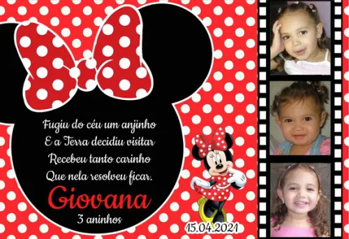 20 Foto Imã Personalizado - Minnie Vermelha Lembrancinha