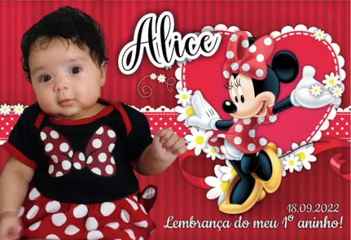 20 Foto Imã Personalizado - Minnie Vermelha Lembrancinha