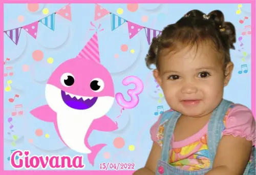 25 Foto Imã Personalizado - Baby Shark Rosa - Lembrancinha