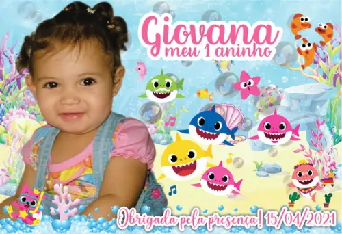 25 Foto Imã Personalizado - Baby Shark Rosa - Lembrancinha