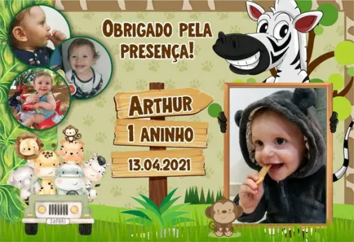 25 Foto Imã Personalizado - Safari Baby