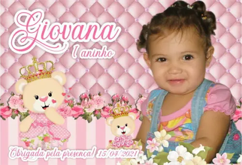 25 Foto Imã Personalizado - Ursinha Rosa - Foto Lembrança