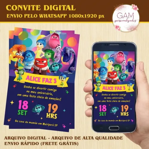 30 Foto Imã + Convite Digital Divertida Mente
