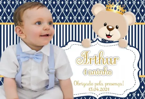 30 Foto Imã Lembraninha Personalizada - Urso Príncipe