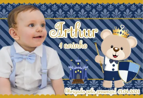 30 Foto Imã Lembraninha Personalizada - Urso Príncipe