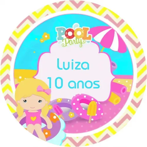 Adesivo Etiqueta Latinhas Pool Party - 100 unidades