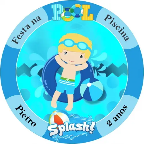 Adesivo Etiqueta Latinhas Pool Party Meninos - 100 unidades