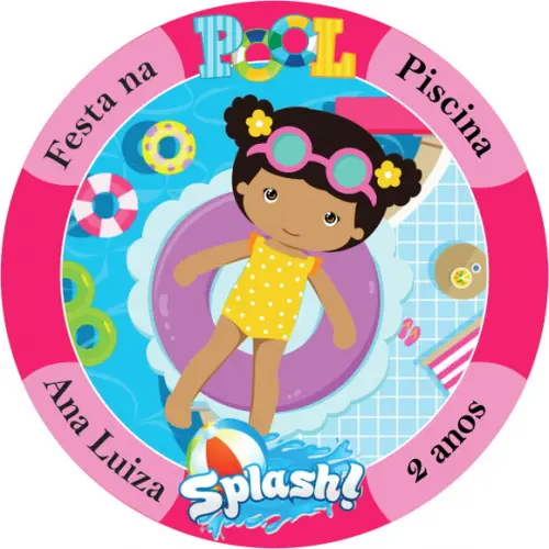Adesivo Etiquetas Pool Party Meninas - 100 unidades