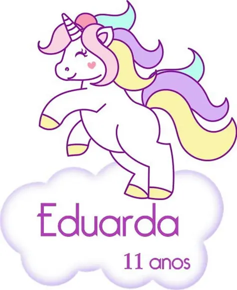 Apliques Unicórnio Com Nome e Idade - 100 Unidades - 5cm
