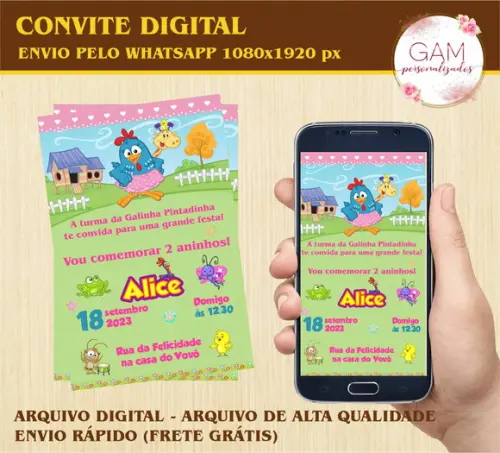 Convite Arte Digital Peronsalizado Galinha Pintadinha